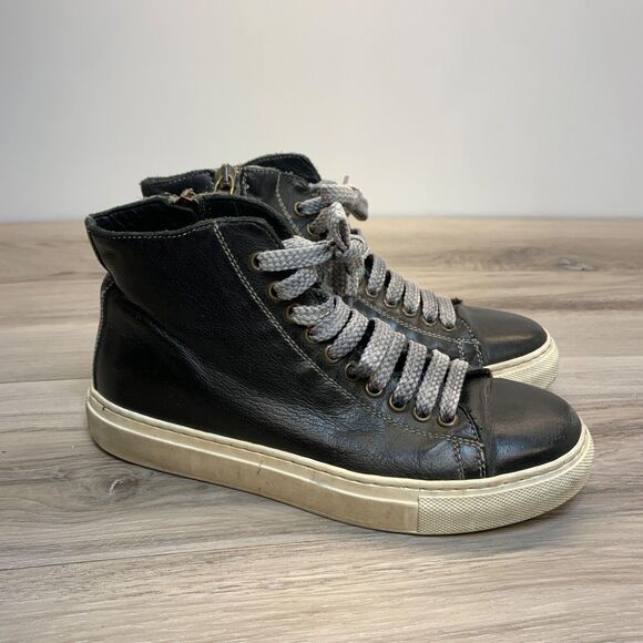 Benheart Lombardi High Top Sneakers Womens  size US 6.5 - 7 Black leather - Picture 1 of 13
